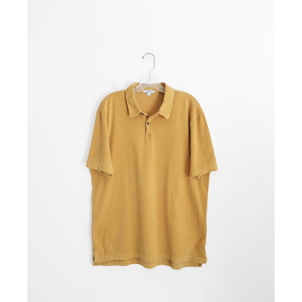 Standard James Perse Yellow Ochre Cotton Short Sleeve Polo Shirt sz 3 US Large